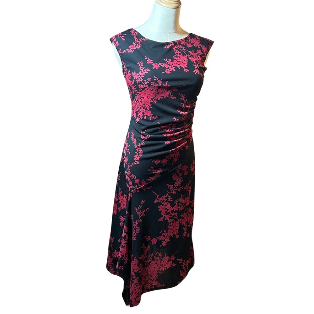 VTG Y2K Cherry Blossom Asymmetrical Fairy Grunge Dark Romantic Maxi Dress Sz S
